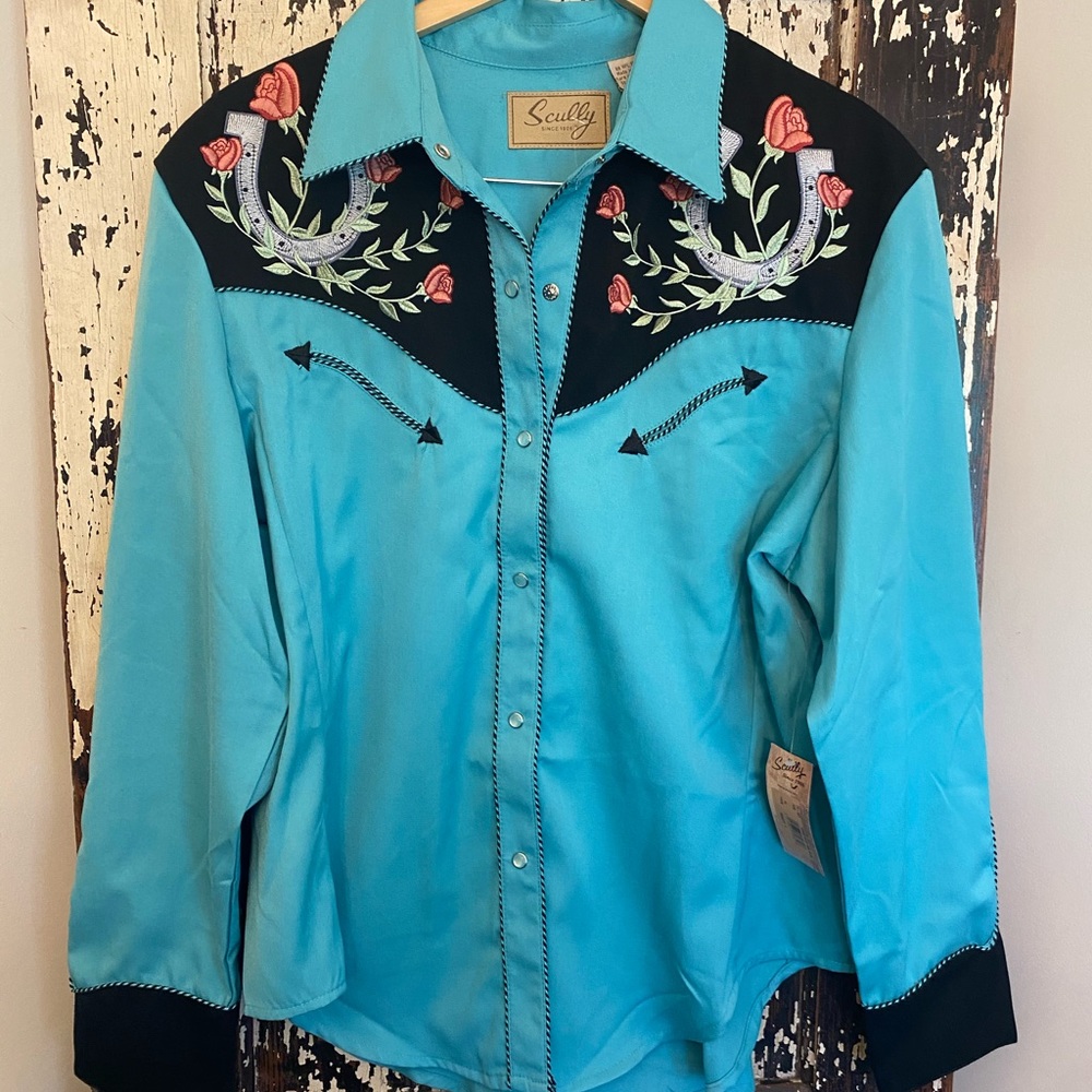 NWT Scully women’s turquoise work shirt. Size XL.
